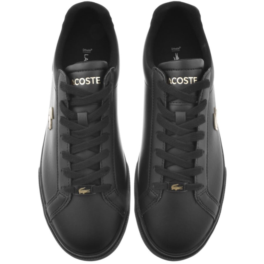 Lacoste black leather trainers best sale